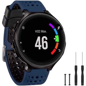TopPerfekt Band Compatible with Garmin Forerunner 235, Soft Silicone Replacement Watch Band Strap Wristband for 220/230/235/620/630/735XT/235 Lite Smart Watch for Women Men (Navy-Black)