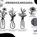 Pigort 3 Pieces Metal Flowers Wall Arts - Rustic Farmhouse Decor Black Minimalist Flower Wall Decors for Living room Bathroom Bedroom Dining Room - Housewarming Gifts(Black, Vase-C)
