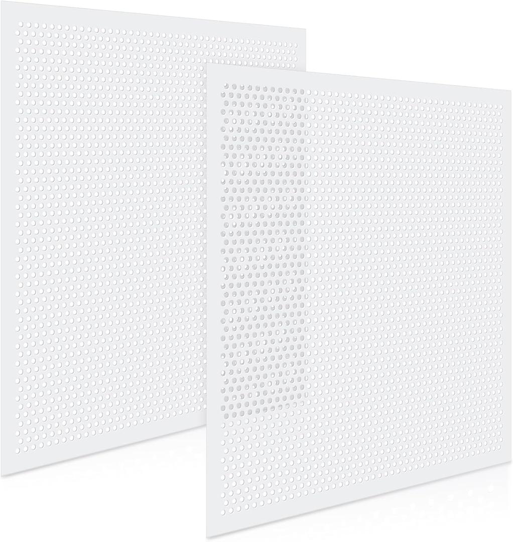 DoubleFill 2 Pack 2' x 2' Plastic Perforated Tiles with 1/4" Holes 24" x 24" White Drop Ceiling Tiles Plastic Ceiling Grid Covers