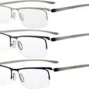 Eyekepper 3 Pairs Half-rim Reading Glasses for Men Metal Readers +1.00