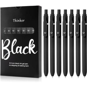 2 x thinkor Gel Pens Black Ink, 7 Pcs 0.5mm Quick Dry Fine Point Smooth Writing Pens, Cute Office School Supplies Gifts for Women Student