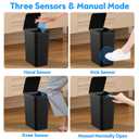 Bathroom Trash Can with Lid, KOEYLE 2 Pack 2.2 Gallon Automatic Touchless Garbage Can, Small Motion Sensor Smart Trash Can, Slim Waterproof Trash Bin for Bedroom, Bathroom, Office, Living Room (Black)