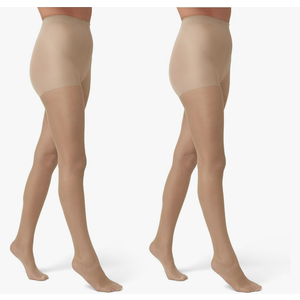 HUE Women's 2 Pack Sheer Tights Assorted Womens Tights Including Control Top, Fishnet, Lace, Toeless Pantyhose Size 3