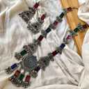 Ethnic Designer Traditional Indian Afghani Antique Silver Oxidized Matt Finish Long Necklace Earrings Jewelry Women