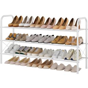 Hoctieon 3 Tier Durable Mesh Style Shoe Rack, Entryway Shoe Shelf, Shoe Rack FreeStanding, Shoe Storage Organizer, Shoe Rack for Closet, Space Save For bathroom, Hallway, Bedroom, Living Room, White