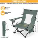 Joyfair Beach Camping Chair (2 Pack), Outdoor Folding Lawn Chair for Adults, Heavy Duty Portable Chair with Armrest for Outside Fishing, Sport, Patio, Cup Holder & Storage Pocket, Carry Bag (Grey), 27 inches x 23 inches x 26 inches