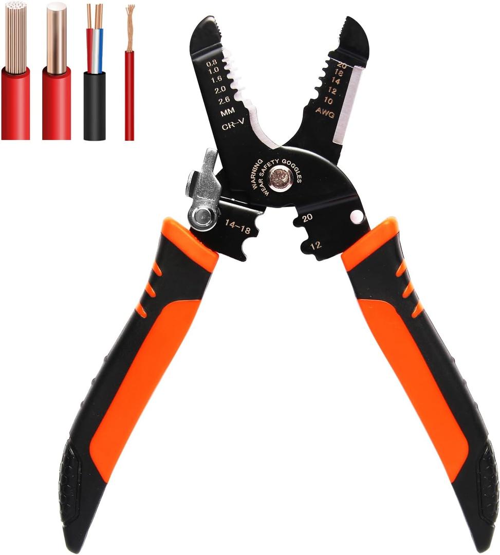 Wire Stripper, 3-rd Generation Wire Strippers or Crimping Tool, 5-IN-1 Wire Crimper or Cutter, 10-20 AWG Electric Wire, Multi-Function Hand Tools