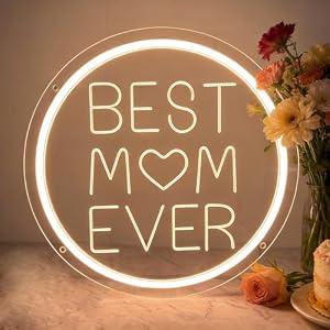 Best Mom Ever Neon Sign Mother's Day Led Neon Light Sign USB Powered for Wall Decor Birthday Party Mothers Day Decoration Gifts for Mom