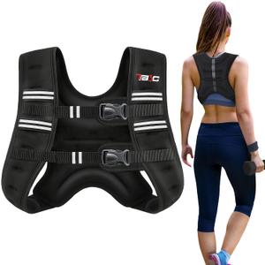 Weighted Vest Woman - 5lb/6lb/8lb/12lb/16lb/20lb/25lb/30lb Womens Weight Vest for Walking, Strength Training Weight Vests for Men, Reflective Stripe Fitness Vest for Workout Running Jogging (Black)