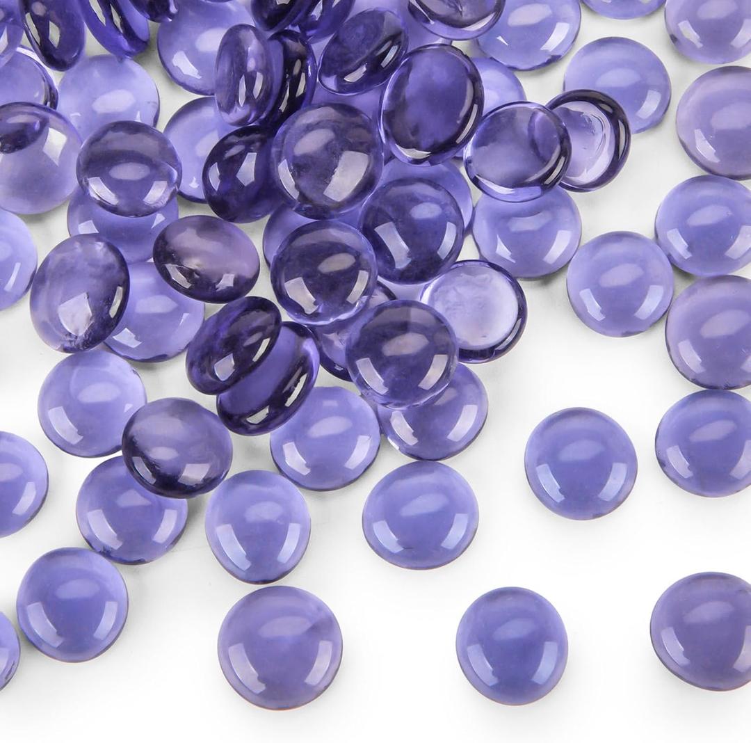 FUTUREPLUSX 1LB Purple Flat Glass Marbles, Purple Vase Filler, Glass Pebbles, Aquarium Rocks Fish Tank Beads for DIY Crafts Table Scatter Decor