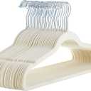 Amazon Basics Slim, Velvet, Non-Slip Suit Clothes Hangers, Ivory/Beige- Pack of 30