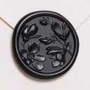 UNIQOOO Wax Seal Stickers - 3D Magnolia Wedding Invitation Envelope Botanical Seal Sticker, 50 Pcs Self- Adhesive Black Stickers, Perfect for Invitation, Christmas, Gift Wrapping, Party