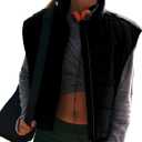 Wanzetaly Womens Zip Up Puffer Vest Oversized Stand Collar Sleeveless Quited Padded Jacket Coat(0423-Black-M)