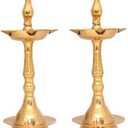 Brass Diya 10 Inch Kerala Samai Traditional Oil Lamp Deepak Lamp Kutthu vilakku Panchmahal Deepam for Pooja Mandir Diwali Indian Puja Wedding Return Gift Items Set of 2