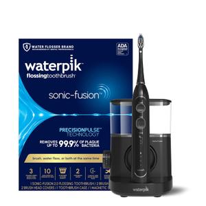 Waterpik Sonic-Fusion 2.0 Professional Flossing Electric Toothbrush with Water Flosser Combo Two In One, For Daily Gum Care and Cleaning Teeth, Braces, Implants, Black SF-04CD012-4