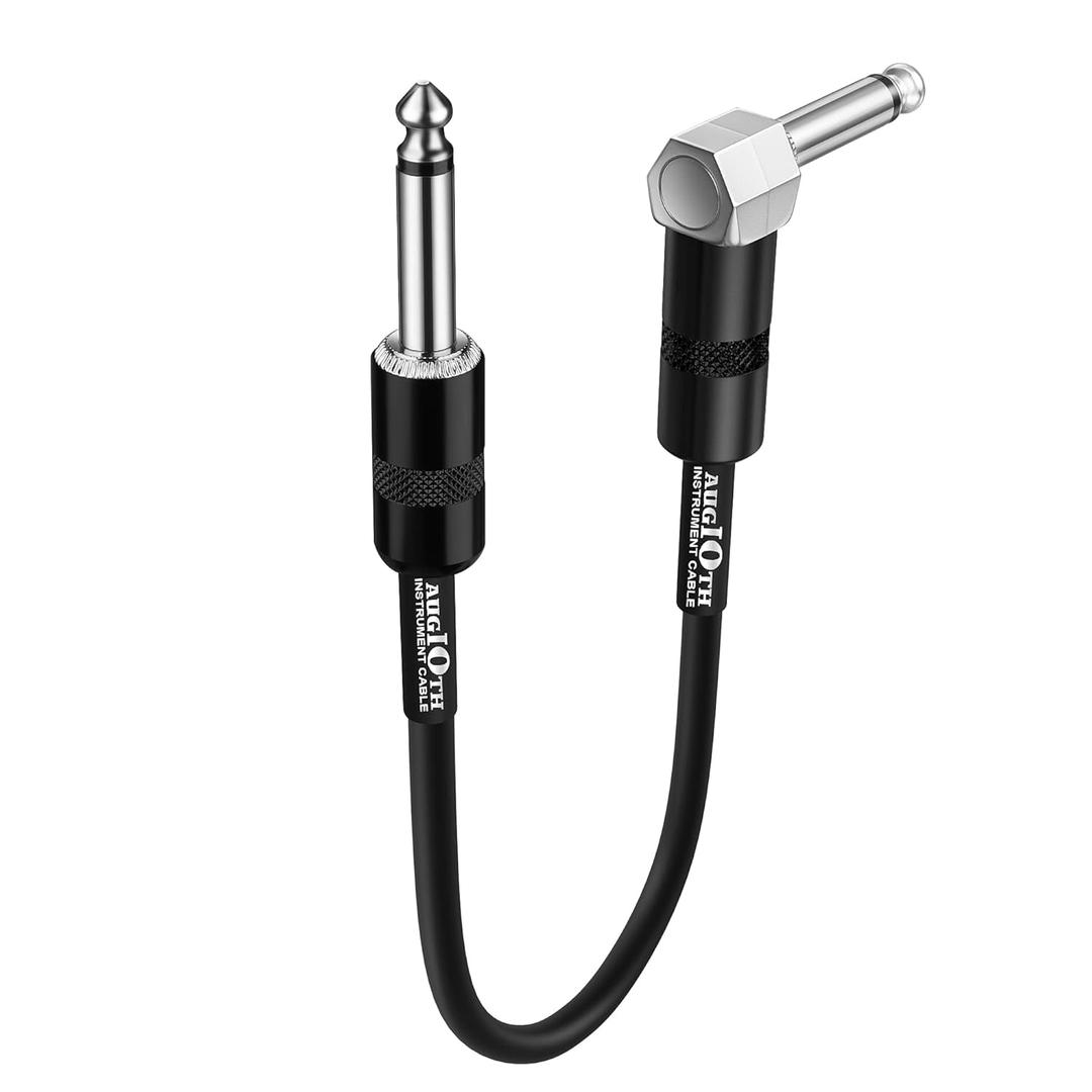 6 Inch Guitar Patch Cable 15 CM Performance Guitar Effect Pedal Cables Straight to Angled (Black)