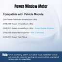 Rear Right Passenger Side Power Window Lift Motor Compatible with 2004-2011 Nissan Titan, 05-11 Armada Maxima 2004 2005 2006 2007 2008 2009 2010 2011, 827307S000