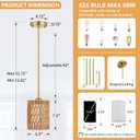 6" Gold Rattan Pendant Light, Boho Hanging Lamp with Adjustable Height, 2-in-1 Rattan & Glass Shade, Farmhouse Chandelier, Easy Installation, Ideal for Kitchen Island, Living Room, Bedroom
