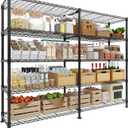 5-Tier Metal Storage Shelves, 60" Wide Wire Shelving Unit, 1325LBS Load Heavy Duty Adjustable Corner Standing Shelf Rack, H/L-Shaped, for Garage. Kitchen, Pantry, Basement,13.8" D x 70.5" H