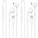 [Apple MFi Certified] USB C Headphones for iPhone 17 16 15, 2 Pack Wired Headphones USB C with Built-in Remote to Control Music, Phone Calls, and Volume for iPhone 17 16 15 Pro Max, Galaxy, Pixel