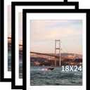 18x24 Picture Frame Black Set of 3, Display Pictures 16x20 with Mat or 18 x 24 Without Mat, Poster Frames 18x24 for Wall Hanging Horizontal and Vertical