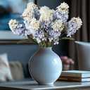 Hydrangea Artificial Flowers, Fall Hydrangeas Artificial Flowers, Blue Fake Fall Dried Hydrangea Flowers Decoration, Faux Silk Flower with Stems Winter Decor (Blue 24", 8pcs) Without Vase