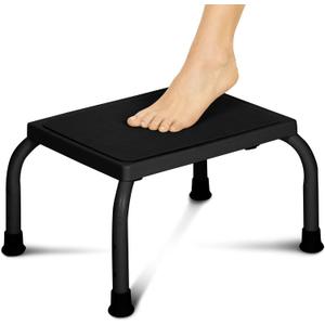 Vive Metal Step Stool - Heavy Duty Stepping Stool for Adults and Kids - Foot Platform for Kitchen, Bedroom, Bathroom - One Portable, Medical, Lightweight Step for Bariatric, Elderly Child, Senior (Black)