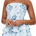 Princess Polly Sunkiss Frill Mini Dress White/ Blue (0)