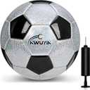 Soccer Ball Size 3 4 5 Glitter Pink Purple Black Silver with Pump Toddler Soccer Ball for Kids Aged 3-6 6-8 8-12 Outdoor Training Ball for Girls Boys Children Youth Teens