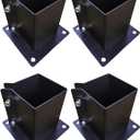 6x6 Inches Wood Posts Base Cover, Inner Size 5.5"x5.5", 4 Pack Fence Post Support Square Black Metal Brackets, Bolt Down Post Base Bracket for Anchor Fences, Carport, Pergola