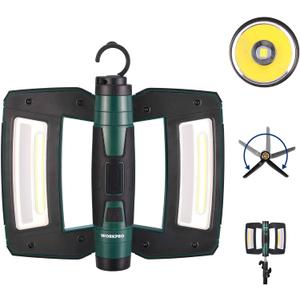 WORKPRO Rechargeable USB-C LED Work Light, Foldable Magnetic Light with Hanging Hook, 270 Rotatable, Tripod Mountable, Cordless Flashlight Light for Garage, Workshop, Auto Repair, Camping