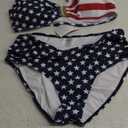 Bikini Sets for Women High Waisted Two Piece Bathing Suit U Wired V Neck Swimsuit Adjustable Straps Swimwear, Large, American Flag