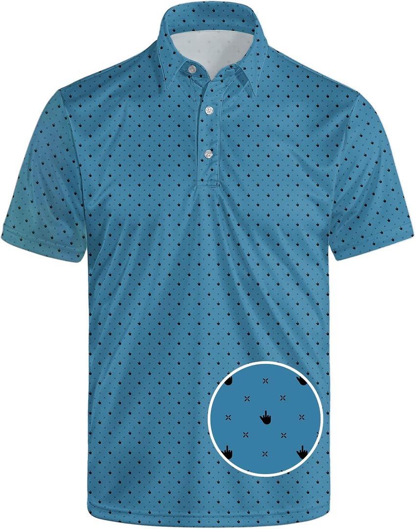 Golf Shirts for Men Funny Polo Short Sleeve Performance Moisture Wicking Quick Dry Mens Hawaiian Polo Shirt,4XL