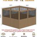 Gazebo Privacy Curtain 10'x12', Replacement Curtains with Mosquito Net Windows, 4-Panels Side Wall, Zippers, Waterproof Outdoor Curtains for Patio, Canopy, Garden and Backyard, Khaki (Curtain Only)
