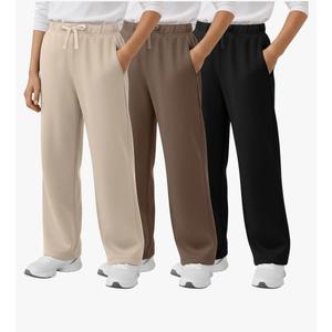 3 Pack Boys Sweatpants Straight Leg Athletic Open Bottom Joggers Lightweight Drawstring Kid Pants with Pockets