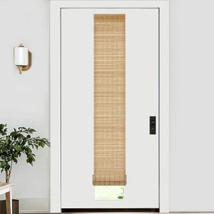 LazBlinds No Tools No Drill Bamboo Roller Shades, Cordless Bamboo Blinds, Light Filtering Roll Up Blinds for Windows, French Door, Porch or Patio Privacy Screen, 12'' W x 70'' H, Brown206