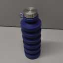 Collapsible Water Bottle, 16oz Portable Reusable Silicone Water Bottle with Carabiner for Gym, Travel, Camping, Hiking, Sports, Lightweight, BPA-Free, Leak-Proof, Foldable Design, Navy Blue