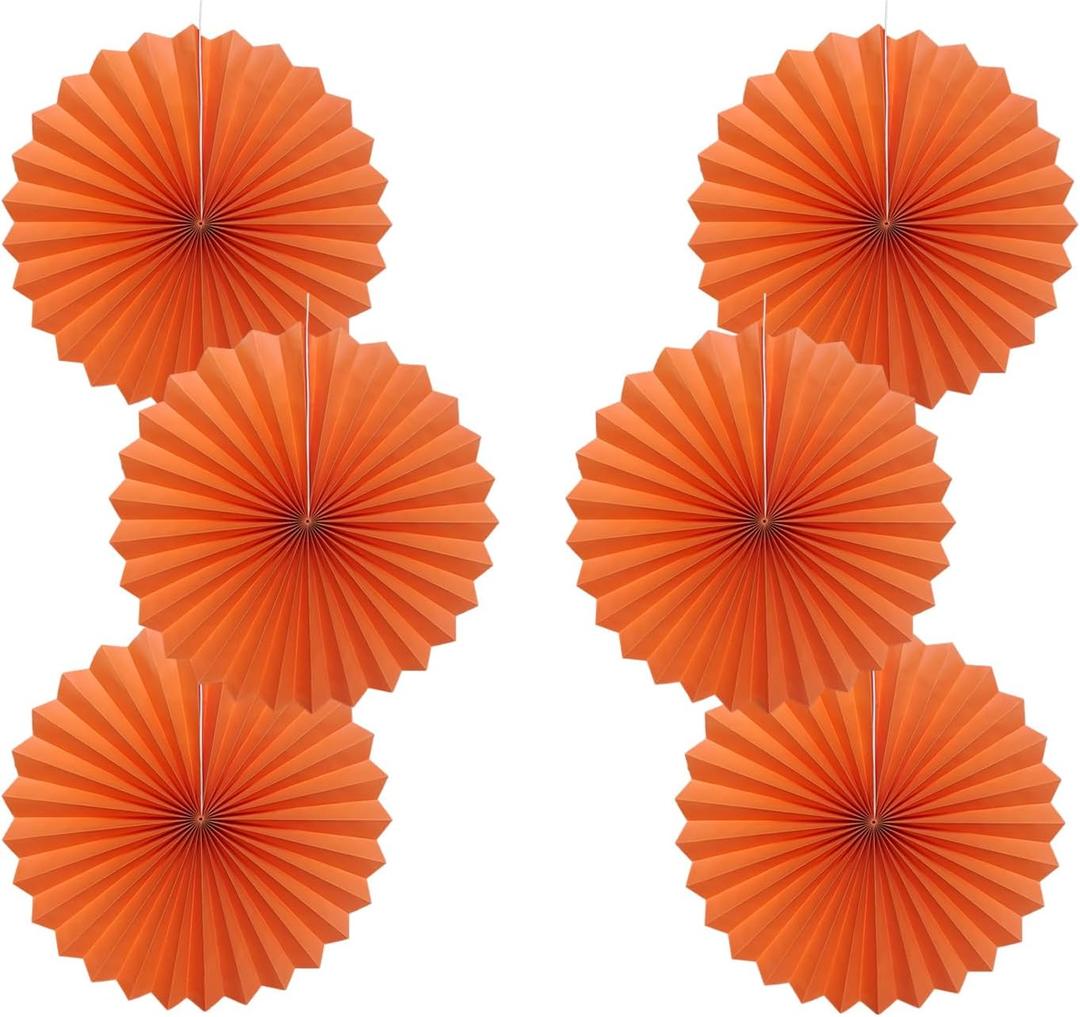 3 x Orange Birthday Party Decorations,DIY Orange Paper Fans Hanging Decoration,16in Halloween Paper Fans,Halloween Decor,Fox Birthday Decorations Events Accessories 30 Color DIY Set (Orange)