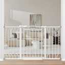 Extra Wide Baby Gate for Doorways 29.9"-53.1", Pressure Mounted Dog Gates With Door, Child Safety Barrier Walk Thru Indoor, Large Babygate Long for Kids Toddler Pet Outside, 30 In Tall White