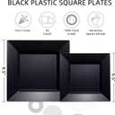 N9R 60PCS Black Plastic Plates Square, 30 Dinner & 30 Dessert Plates Heavy Duty, Fancy Disposable Plates for Party, Wedding and other Events
