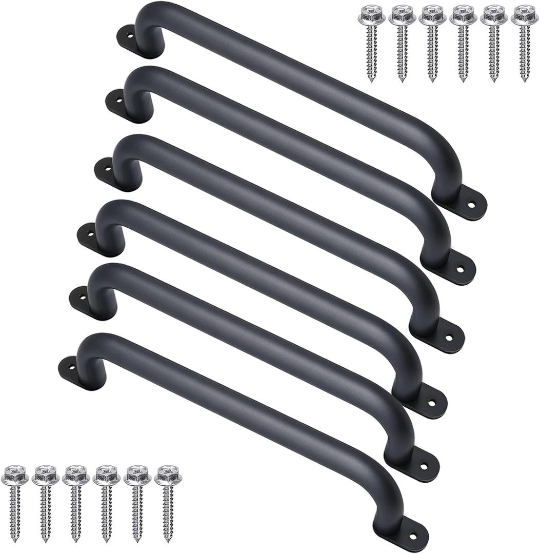 17 Inch Black Metal Playground Accessories Safety Handles Pack of 6- Playset Grab Handles, Swing Sets Hand Grips, Grab Rail Monkey Bar for Playhouse, Treehouse