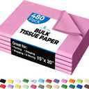 Party Solids Pink Tissue Paper for Gift Bags - 15" X 20" Bulk Tissue Paper Pink 480 Sheets - 10lb Newsprint for Packing, Birthday Gift Box Filler, Packing Supplies for Moving Supplies