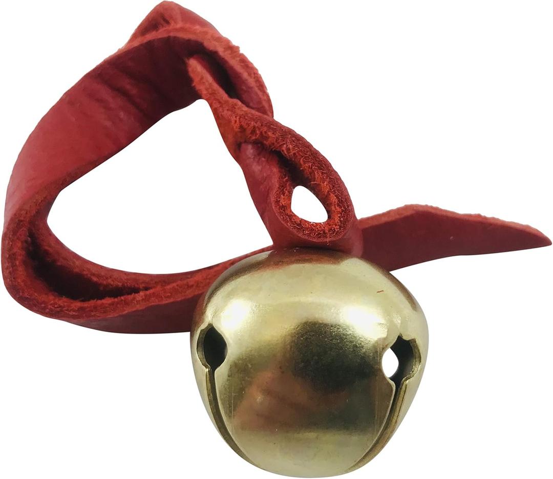 Believe Ornament Brass Sleigh Bell on Leather Cord Christmas Tree Decoration with Gift Bag