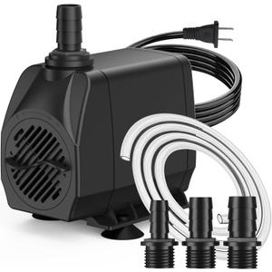 SongLong 500GPH(1900L/H) 10ft Power Cord Submersible Pump,Over Heating Protection Water Pump with 6.65ft Lift for Fountains, Ponds, Aquariums & Hydroponics.