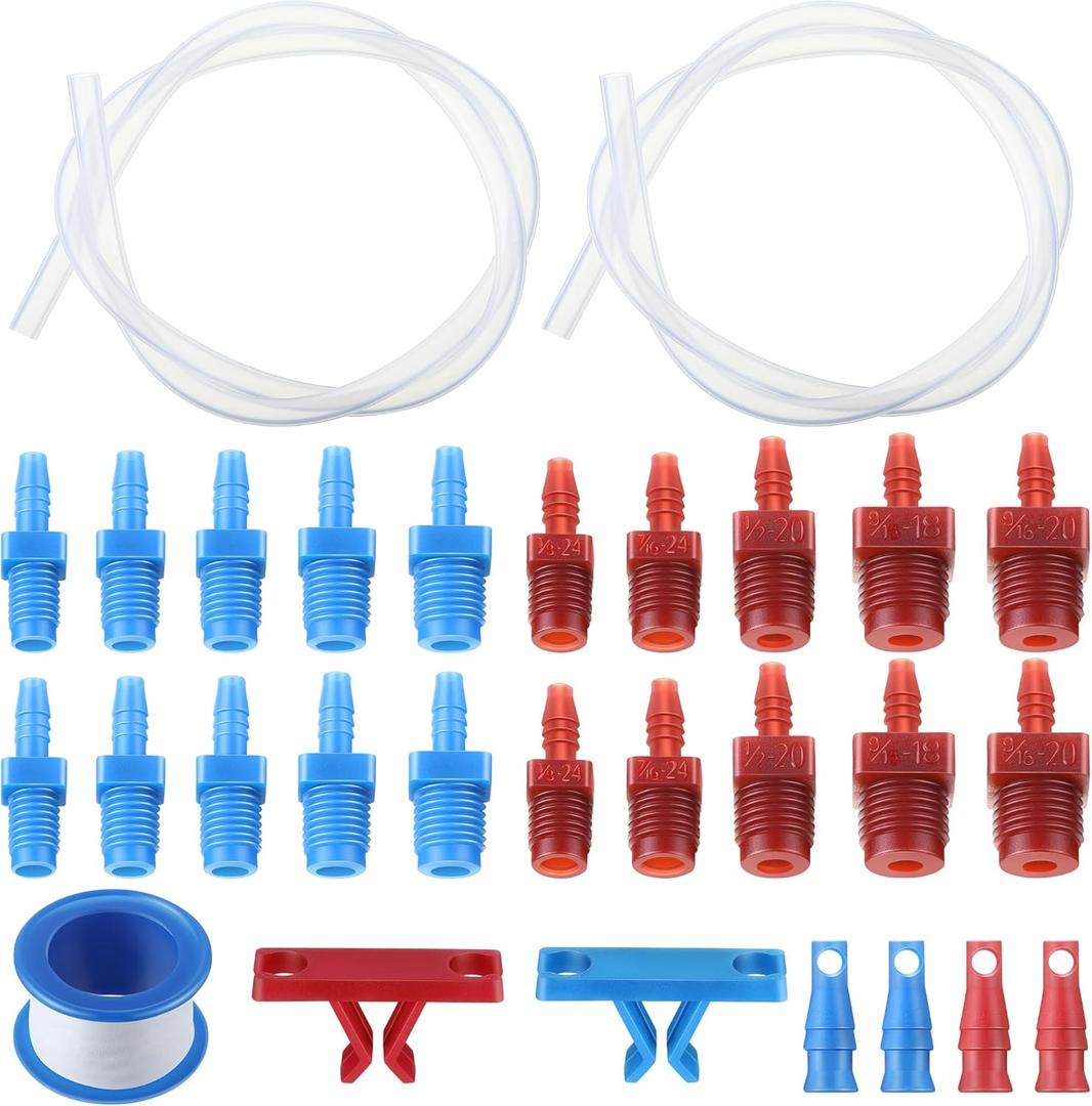 Enhon Master Cylinder Bleeder Kit Replacement for 14151, 22 inch Hose, Clip, SAE and Metric Fittings Universal Fit, Complete Brake Bleeder Kit with PTFE Tape