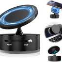 360 Rotatable Vacuum Magnetic Phone Holder for Car, One-Hand Operation Suction Phone Mount, Strong Magnetic Car Phone Stand for iPhone, All Smartphones (Gym/Airplane/Gym/Desktop/Any Surface) (Black)