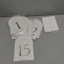 UNIQOOO White Arch Wedding Table Numbers with Stands 1-15, Gold Foil Printed 5x7 Double sided Acrylic Signs and Holders, Perfect for Centerpiece, Reception, Decoration, Party, Anniversary, Event