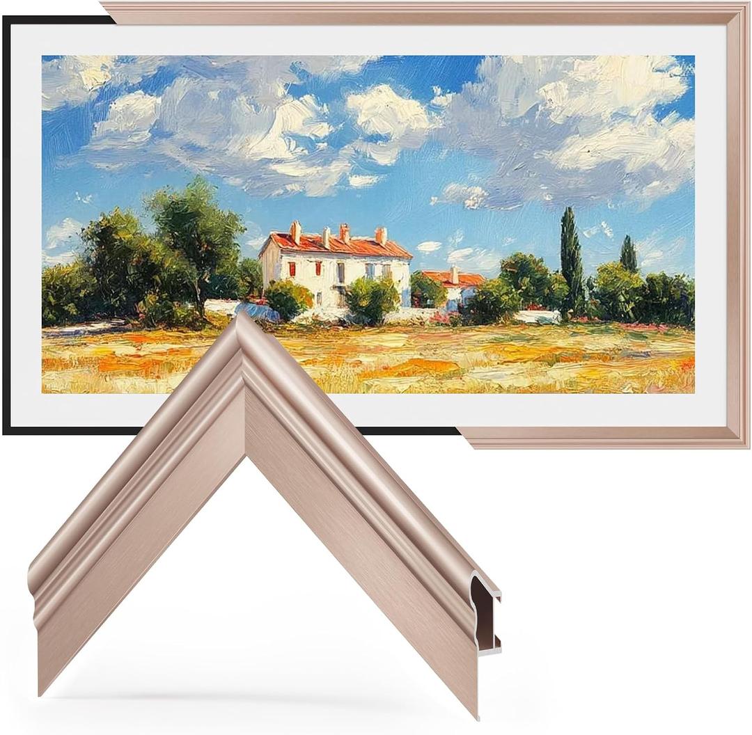TV Frames 55" Only for Samsung The Frame TV/Pro TVs, Rose Gold | Deco Alloy Bezel Modern & Minimalist Styles, Easy Installation, Interchangeable Bezels for Home Decor, Easy Installation