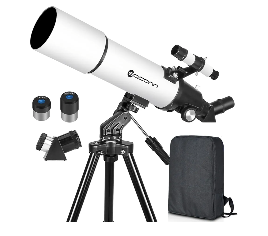 Telescopes for Adults Astronomy, 80mm Aperture 600mm Refractor Telescope for Kids & Beginners, Compact and Portable Travel Telescopio with Backpack