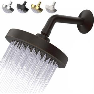 High Pressure Shower Head - Anti-Clogging Silicone Nozzles 2.5 GPM Removable Restrictor - Easy to Clean and Install - Includes Plumbers Tape - 6 inch - (Oil Rubbed Bronze 2.5GPM)